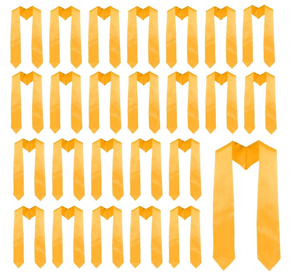 7283 25-Piece Graduation Stole, Gold, 72 Inches, Unisex Adult Plain Grad